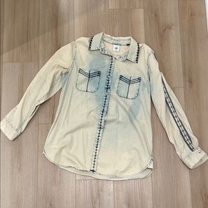 Vintage CAbi Cream and Blue Denim Shirt